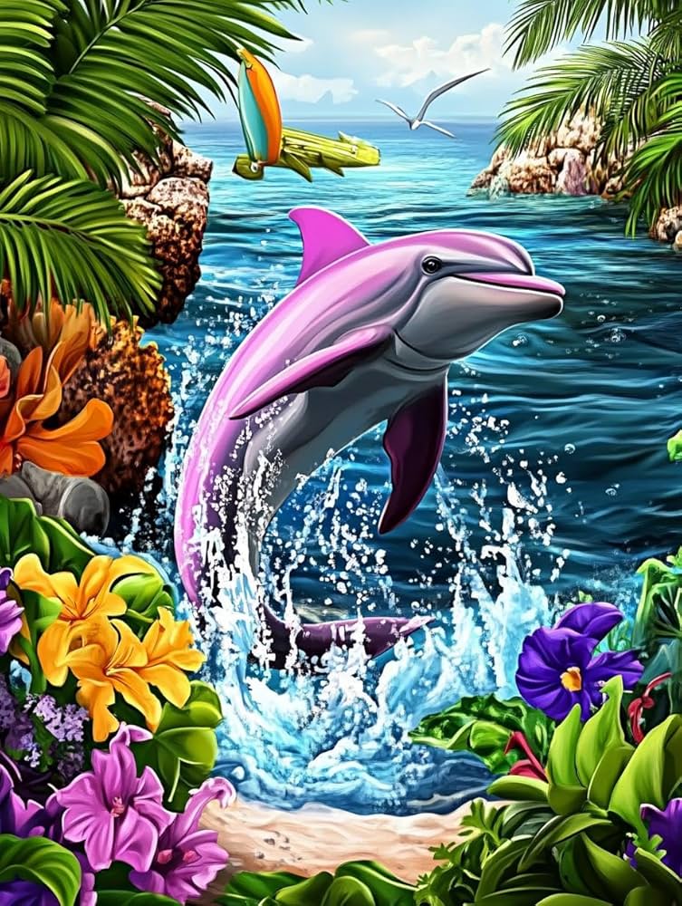 Amazon.com: CLKT Pink Dolphin in Tropical Paradise Diamond